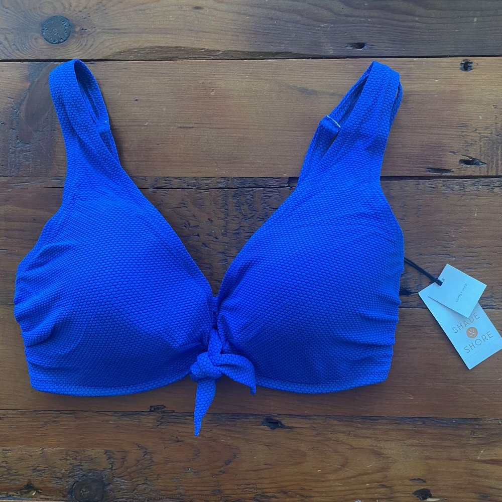 SHADE AND SHORE ROYAL BLUE BIKINI TOP SZ 34DD  NWT